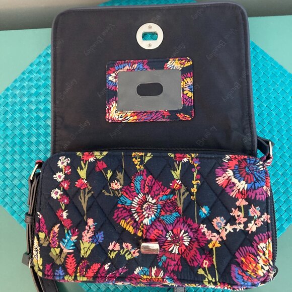 Vera Bradley Crossbody Wallet Cell Phone Bag Midnight Wildflower - Picture 8 of 15
